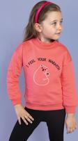 Toontoy Kız Çocuk Nakışlı Balıkçı Yaka Pamuklu Sweatshirt