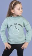 Toontoy Kız Çocuk Nakışlı Balıkçı Yaka Pamuklu Sweatshirt