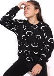 Toontoy Kız Çocuk Komple Gülen İfade Baskılı Sweatshirt