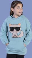 Toontoy Kız Çocuk Kedi Desenli Taş İşlemeli Kanguru Cepli Sweatshirt