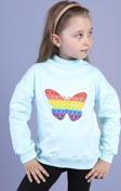 Toontoy Kız Çocuk Pamuklu Balıkçı Yaka Popıt Desenli Sweatshirt