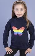 Toontoy Kız Çocuk Pamuklu Balıkçı Yaka Popıt Desenli Sweatshirt