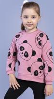 Toontoy Kız Çocuk Panda Baskılı Sweatshirt