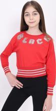 Toontoy Kız Çocuk Sweatshirt Black Varak Baskılı