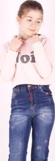 Toontoy Kız Çocuk Taş İşlemeli Kapşonlu Sweatshirt