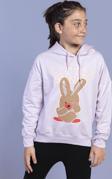 Toontoy Kız Çocuk Tavşan Baskılı Kapüşonlu Sweatshirt