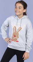 Toontoy Kız Çocuk Tavşan Baskılı Kapüşonlu Sweatshirt