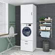 Roomart Çamaşır-Kurutma Makinesi Dolabı + Üst Dolabı Mat Beyaz 240X67
