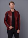 Basics&More Erkek Bordo Deri Ceket Bordo S