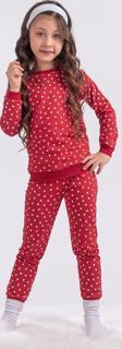 Cim&Cim Kalp Desenli Çocuk Pijama Takım Kırmızı 3-4 Yaş