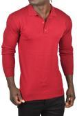 DeepSEA Erkek Bordo Slim Fit Polo Yaka İnce Triko Kazak 2505500