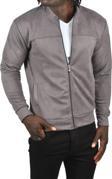 DeepSEA Erkek Gri Dar Kesim Likralı Fermuarlı Süet Kumaş Ceket İnce Mont 2504334