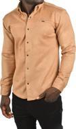DeepSEA Erkek Camel Likralı Çıtçıtlı Kırışmayan Süet Kumaş Slim Fit Cepsiz Mevsimlik Gömlek 2500556