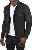 DeepSEA Erkek Siyah Örme Kumaş Gömlek Yaka Cepli Çıtçıtlı Slim Fit Spor Ceket 2500558
