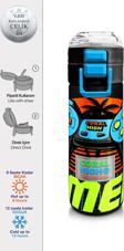 Coral High Kids Gri Turuncu Gamer Desenli Pipetli ve Direkt İçim Çelik Termos 500 ml 31947