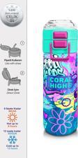 Coral High Kids Lavanta Su Yeşili Grafiti Desenli Pipetli ve Direkt İçim Çelik Termos 500 ml 31971