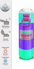 Coral High Kids Mor Renk Detaylı Desenli Pipetli ve Direkt İçim Çelik Termos 500 ml 31941