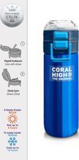 Coral High Kids Renkli Çizgili Desenli Pipetli ve Direkt İçim Çelik Termos 500 ml 31895