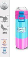 Coral High Kids Renkli Çizgili Desenli Pipetli ve Direkt İçim Çelik Termos 500 ml 31987