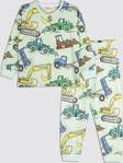 Ekskavatör Desenli %100 Pamuk Erkek Çocuk Pijama Takımı
