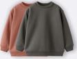 2'li Basic Şardonlu Çocuk Sweatshirt 3-10 Yaş Haki-Kahverengi