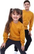 Basic Bisiklet Yaka Şardonlu Çocuk Sweatshirt 3-10 Yaş Hardal