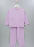 Fitilli Cepli Lila Kız Çocuk Pijama Takımı