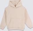 Basic Kapüşonlu Şardonlu Kanguru Cep Detaylı Çocuk Sweatshirt 3-10 Yaş Ekru