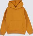 Basic Kapüşonlu Şardonlu Kanguru Cep Detaylı Çocuk Sweatshirt 3-10 Yaş Hardal