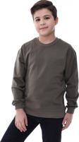 Basic Bisiklet Yaka Şardonlu Çocuk Sweatshirt 3-10 Yaş Haki