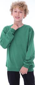 Oversize Unisex Basic Düz Yeşil Renk %100 Pamuk Çocuk Sweatshirt