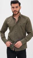 Basics&More Şerit Detaylı Regular Erkek Gömlek Haki S