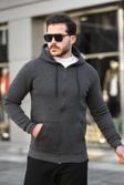 İxir 3 İplik Fermuarlı Pamuklu Sweatshirt Füme