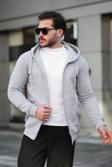İxir 3 İplik Fermuarlı Pamuklu Sweatshirt Gri