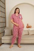 Büyük Beden %100 Pamuk Düğmeli Kadın Pijama Takımı – Rahat ve Şık Gömlek Pijama Tasarımı 
