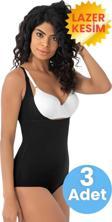 Tezzgelsin Kadın Lazer Kesim İz Yapmaz Göğüs Destekli Askılı Toparlayıcı Body Slip Korse 3'Lü Set