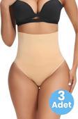 Tezzgelsin Kadın Dikişsiz Yüksek Bel Karın Toparlayıcı  String Korse 3'Lü Set