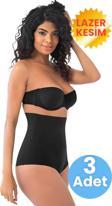 Tezzgelsin Kadın Lazer Kesim  İnceltici Ve Toparlayıcı Yüksek Bel Slip Korse 3'Lü Set