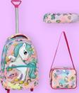Çekçekli Unicorn Desenli Beslenmeli Ve Kalemlikli Okul Çantası 3'Lü Set