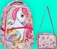 Kız Çocuk Unicorn Desenli Beslenmeli Okul Çantası 2'Li Set