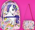 Kız Çocuk Unicorn Desenli Beslenmeli Okul Çantası 2'Li Set