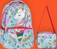 Kız Çocuk Unicorn Desenli Beslenmeli Okul Çantası 2'Li Set