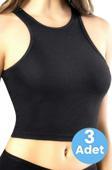 Tezzgelsin Kadın Geniş Askılı Kaşkorse Crop 3'Lü Set