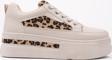 Muggo ZARİNA Kadın Kalın Taban Leopar Desenli Bağcıklı Günlük Sneaker Spor Ayakkabı