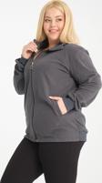 Banega Curve Büyük Antrasit Beden Fermuarlı Cepli Şardonlu Polar Sweatshirt Hırka