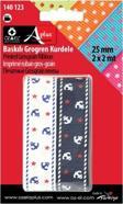 Öz-El Lacivert Beyaz Çapa Desen Baskılı 2'Li Grogren Kurdele, Paketlik Kurdele 2,5 Cm 2 + 2 Mt 140 123