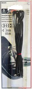 Öz-El Siyah 3 Mm 60 Cm Yuvarlak Ayakkabı Bağı, Bir Çift Ayakkabı Bağcığı 990 070