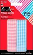 Öz-El 2'Li Mavi Pembe Ekose Kurdele, Pitikare Kurdele, Paketlik Kurdele 2,5 Cm 2 2 Mt 115 118
