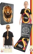 Galatasaray Orijinal Lisanslı Büyük Logo Çocuk T-shirt Gs Aslan Baskılı Hediyelik Ahşap  Kutulu