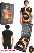 Galatasaray Orijinal Lisanslı Büyük Logolu T-Shirt Metin Oktay Baskılı Hediyelik Ahşap Kutulu